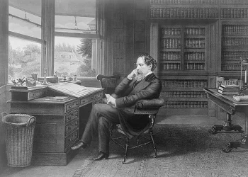 Charles Dickens in his study.