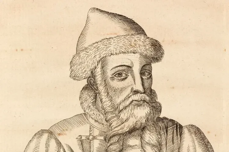 Portrait of John Guttemberg -Johannes Gutenberg- Etching. Photo by British Science Museum.