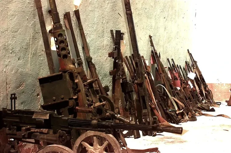 Confiscated Somali weapons at checkpoint Condor in Marka, Somalia. Photo by Expert Infantry. Flickr.