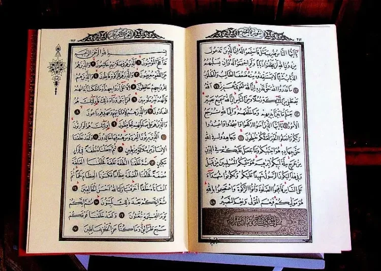 The Quran 4 open on a book stand. Photo by Themeplus. Flickr.