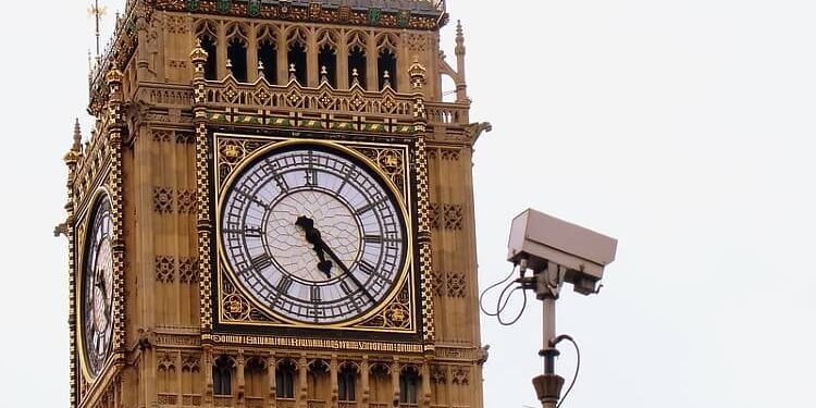 Big Ben and a CCTV camera. Photo by J D Mack. Flickr.