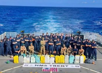Royal Navy drug bust. HMS Trent's crew following their successful drugs busts. Photo by the MOD.
