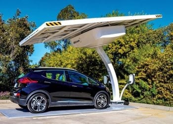 The Beam Global solar powered electric vehicle. Photo by Strategic Command. MOD.