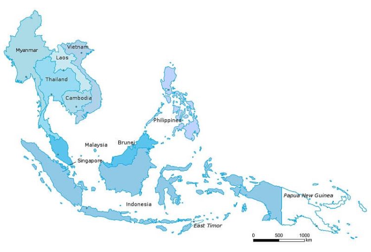 Map of the ASEAN countries. Photo by Bluemask. Wikimedia.