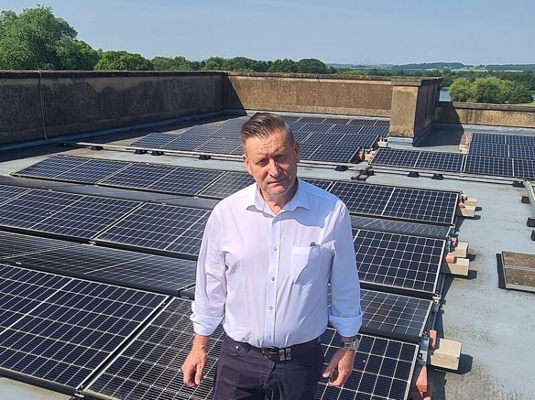 Solar panels help offset energy usage at hall. Photo by Dudley Council. Flickr.