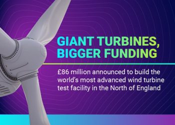 Offshore wind turbine testing starting with a £86 million announced to build the world's most advanced wind turbine in the North of England. Photo by Dept. of Science, Innovation and Technology. Gov.uk.