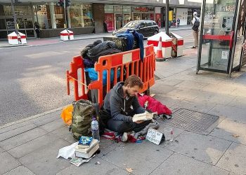 Homeless in London, Tottenham Court Road. Photo by Philafrenzy. Wikimedia.