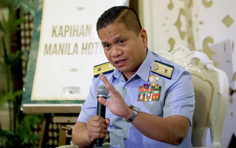 Spokesperson for the National Task Force for the West Philippine Sea, Philippine Coast Guard Commodore Jay Tarriela answers queries. Photo by Yancy Lim. PNA.