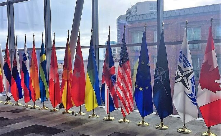Flags at NATO. Photo by US Embassy Canada.