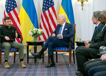President Joe Biden hosts a bilateral exchange with Ukrainian President Volodymyr Zelenskyy in Paris, June 7, 2024. Photo by NPO Alexander C. Kubitza. DOD.