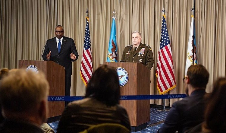 Secretary of Defense Lloyd J. Austin III and Army Gen. Mark A. Milley, chairman of the Joint Chiefs of Staff. Photo by DOD.