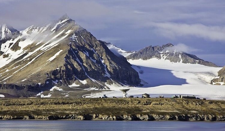 Arctic Mountains and defense instillation. Photo by Polar Cruises. Flickr.
