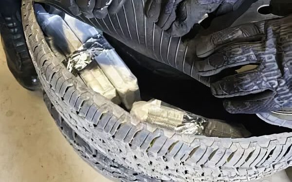 CBP officers at the Calexico West Port of Entry seized purple fentanyl powder concealed within the spare tire of a truck. Photo by CBP.