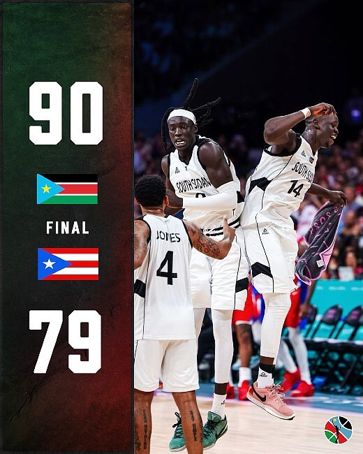 South Sudan first match win in the Paris 2024 Olympics. Photo by Olympics. Twitter.