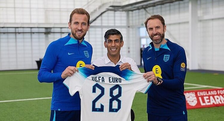 The former Prime Minister at St George's Park with Gareth Southgate on October 10, 2023. Photo by former UK Prime Minister. Gov.uk.