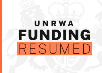 UNRWA Funding Resumes. Artwork by the Foreign Office. Gov.uk.