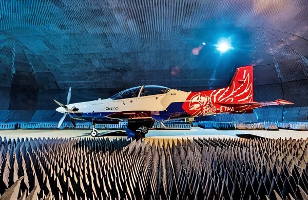 Aircraft inside current anti-jamming facility. Photo by Qinetiq. MOD.