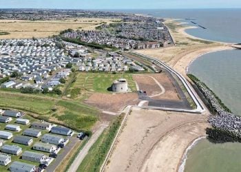 Cockett Wick seawall protecting homes from tidal flooding. Photo by the Environment Agency. Gov.uk.