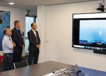 Colleagues from Surrey Satellites Technology Limited watch the Space X Launch. Photo by the MOD. Gov.uk.