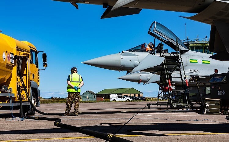 During November 2023 to February 2024 four million litres of blended sustainable aviation fuel were delivered to the Royal Air Force. Photo by the Royal Air Force.