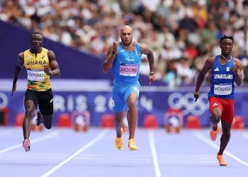 Heat victory for Lamont Marcell Jacobs of Team Italy. Photo by Paris 2024 Olympics. Getty Images.