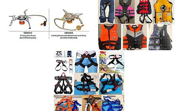 Image showing gas stove, examples of climbing harnesses and life jackets on product recall. Photo by OPSS. Gov.uk.