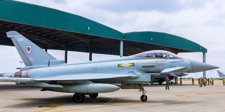 Photo of a RAF Typhoon in India. Photo by the RAF. British High Commission New Delhi.