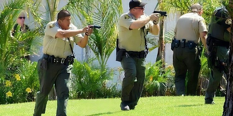 Police make arrests at gunpoint. Photo by Bush. Flickr.