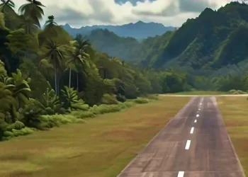AI Generated image of a remote airstrip in the Papua Region of Indonesia. Photo by THX News.