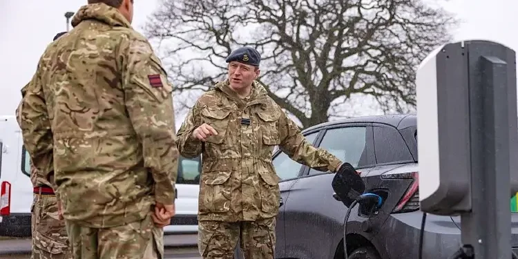 Flt Lt Richard Griffiths, Defence Support Innovation Project Manager, briefing staff at Colchester Garrison. Photo by the MOD.
