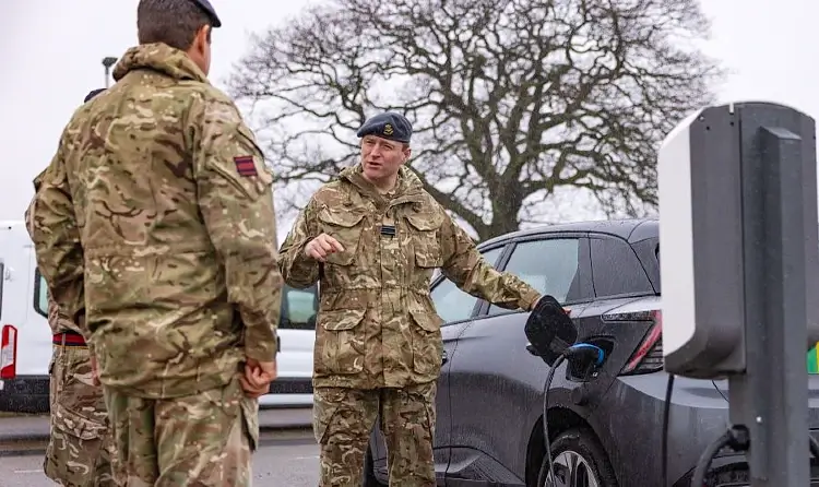 Flt Lt Richard Griffiths, Defence Support Innovation Project Manager, briefing staff at Colchester Garrison. Photo by the MOD.