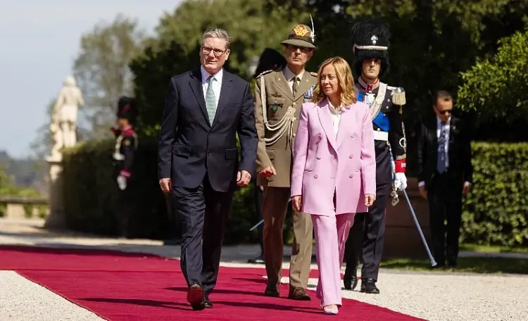 Keir Starmer and Giorgia Meloni in Italy following talks about Italian investment in the UK. Photo by 10 Downing Street.