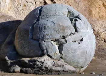 Moeraki boulder. NZ. Photo by Bernard Spragg.