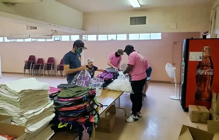 Preparing for the event. Tucson homeless resource fair. Photo by Tucson Homeless Connect - Facebook.