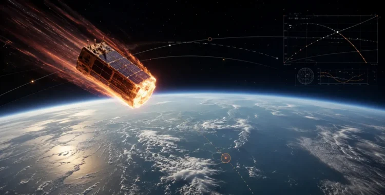 ESA Salsa satellite re-entering Earth’s atmosphere above the South Pacific as its descent is tracked.