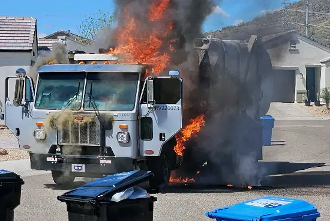 A truck fire in Phoenix. Photo by the City of Phoenix.