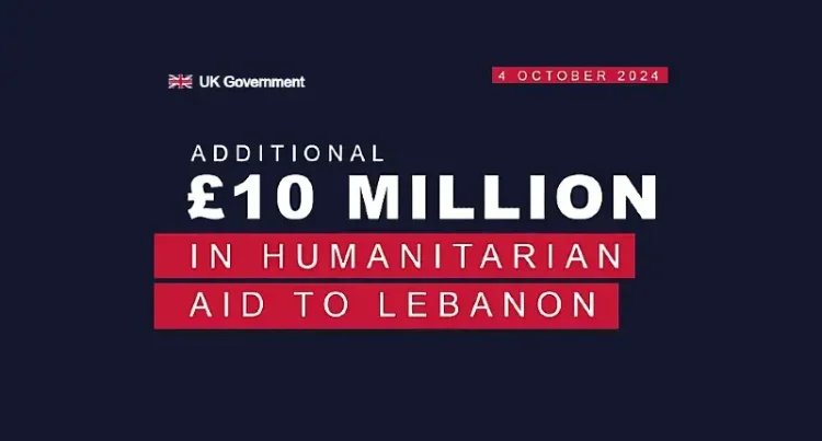Additional 10 million pounds for the Lebanon. UK humanitarian aid to Lebanon. Artwork by the Foreign, Commonwealth & Development Office.