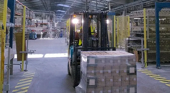 Chinese ceramic tiles in a warehouse. Photo by Somar International Ltd.