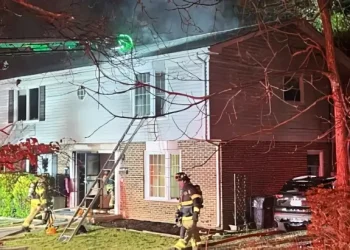 House fire in the 100 block of Catoctin Circle in Leesburg. Photo by Loudoun County.