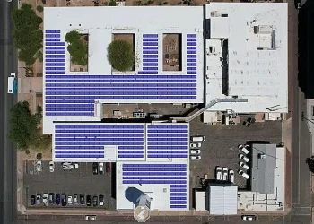 Layout of a photovoltaic system in Tucson. Tucson solar panel program. Photo by NOIRLab - NSF - AURA.