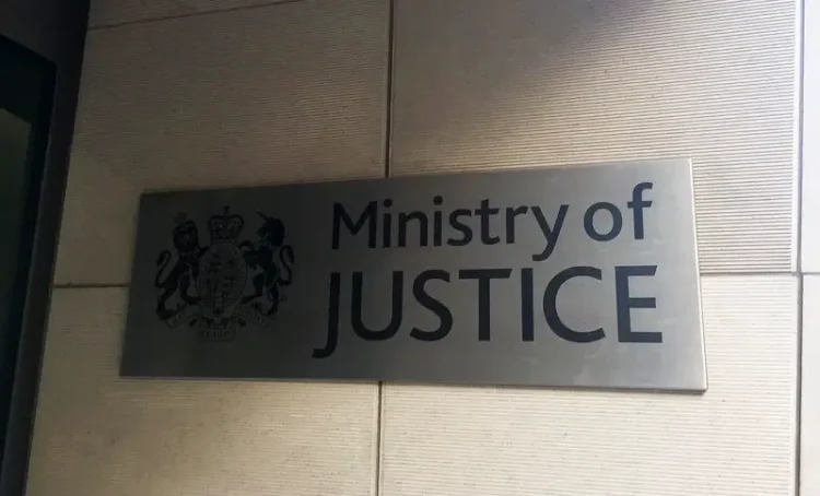 Ministry of Justice sign in Petty France, London. Photo by Howard Lake.