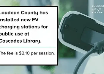 New library electric vehicle charging station. Photo by Laudoun County.