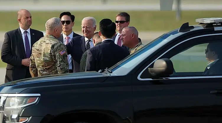 US President Joe Biden Osan Airbase Korea in 2022. Photo by the Republic of Korea.