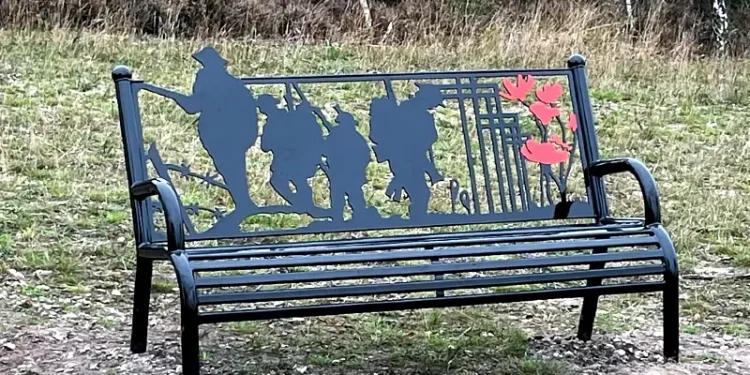 A remembrance seat along the trail that allows us to remember the sacrifices and honour our military personnel. Photo by MOD.