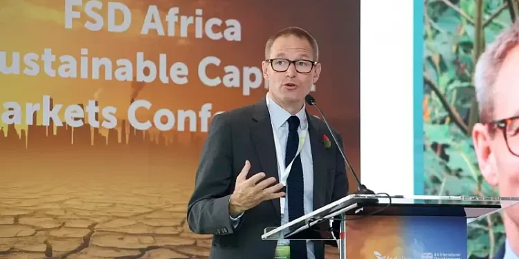 Neil Wigan, speaking at FSD Africa's Sustainable Capital Markets Conference, Tuesday 5 November 2024. Photo by the British High Commission Nairobi