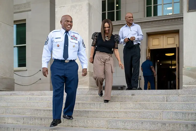 Senior Enlisted Advisor to the Chief of the National Guard Bureau Tony L. Whitehead receives a traditional clap-out ceremony at the Pentagon. Photo by NPO Kubitza.