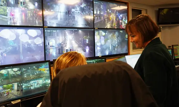 Welsh Secretary Jo Stevens at Cardiff Bay Police Station. Photo by the Welsh Office.