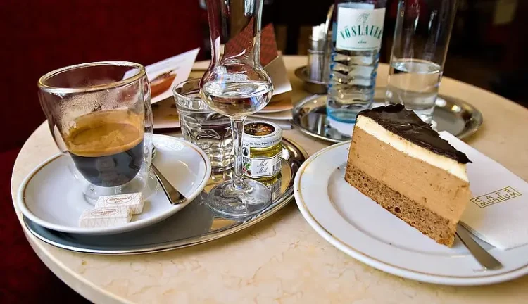 Cafe Museum Hazelnut caramel cream cake, Vienna. Photo by Piotr Ilowiecki.