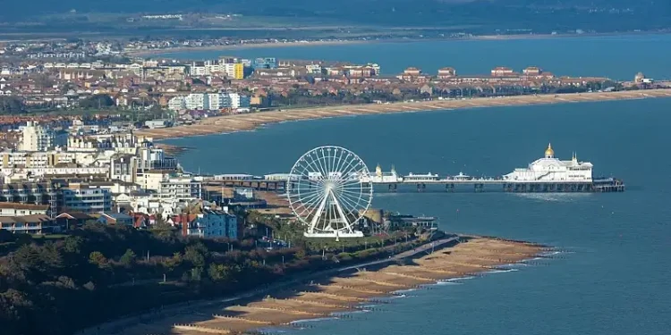 The bright lights of Eastbourne Pier will see you off on the 28 miles to Rye - if you fancy the whole stretch! Coast Path Extension. Photo by Explore Kent and East Sussex County Council.