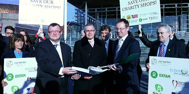 Petition calling for business rate relief for charity shops in Wales. Photo by National Assembly for Wales from Wales.
